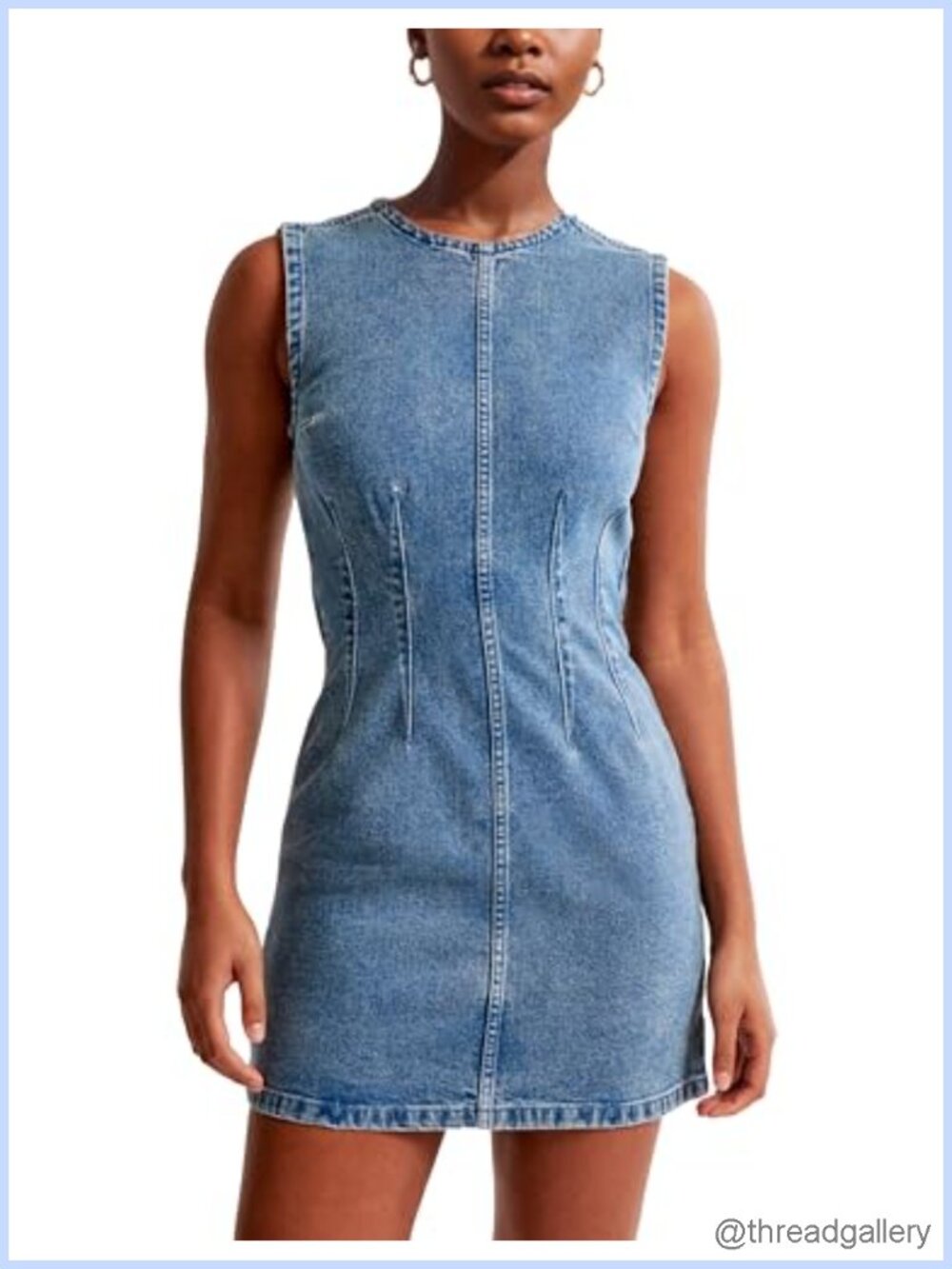 Sleeveless Denim Mini Dress Tank Jean Zipper Back Cotton Blend